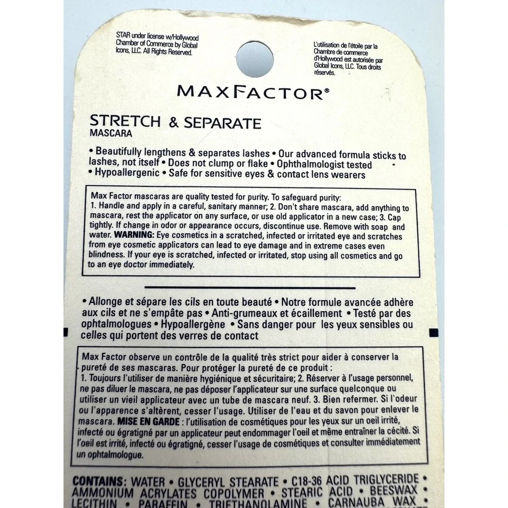 New Vintage Max Factor Stretch Separate Mascara 303 Black Brown Smudgeproof